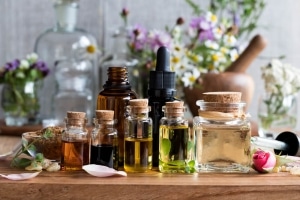bottles of essential oils 