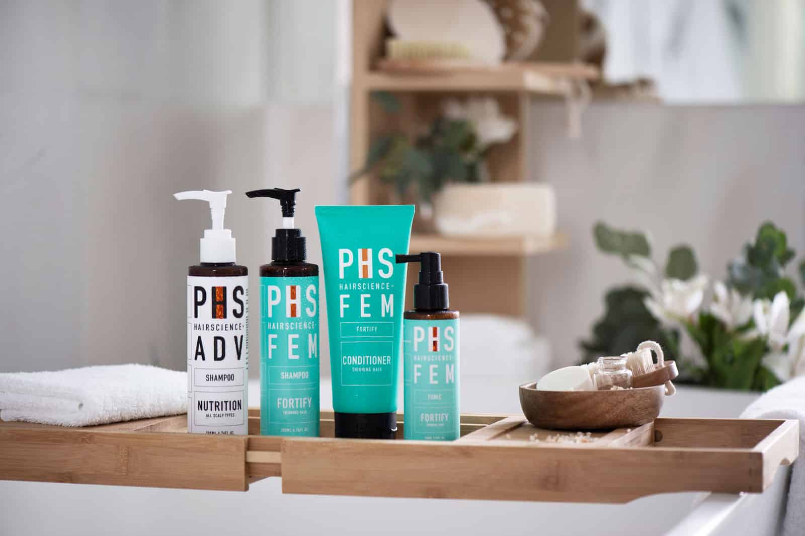 PHS HAIRSCIENCE hair wash regime for women with fine hair